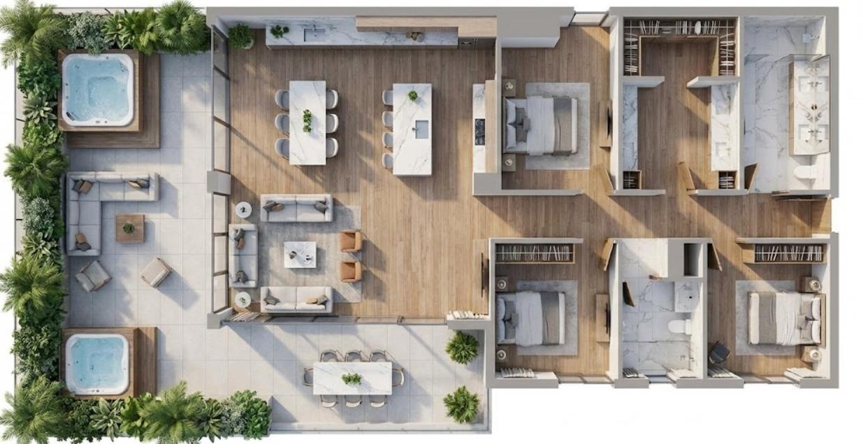 Plano 3 Dormitorios - Penthouse